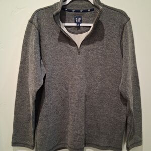 Gap Sweater Men's Size M Charcoal Gray Pullover 1/4 Zip Long Sleeve CottonBlend